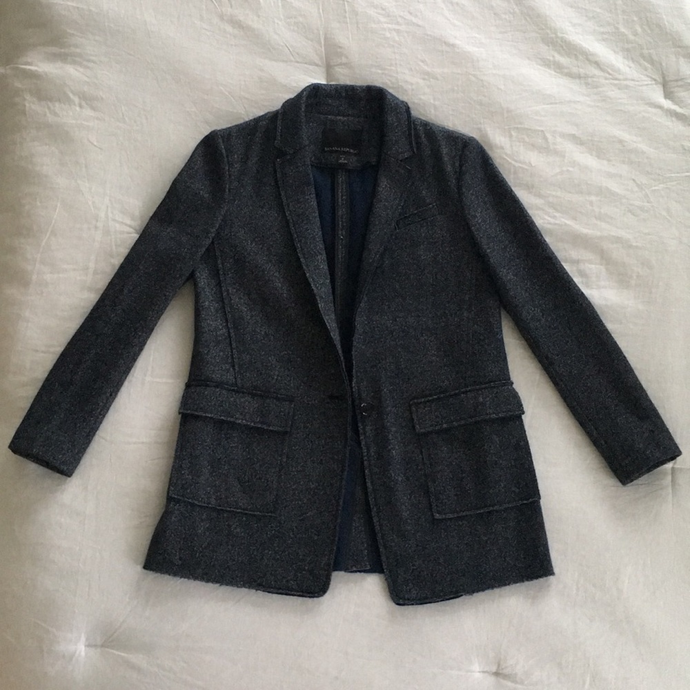 Banana Republic Indigo Knit Boyfriend Blazer Coat